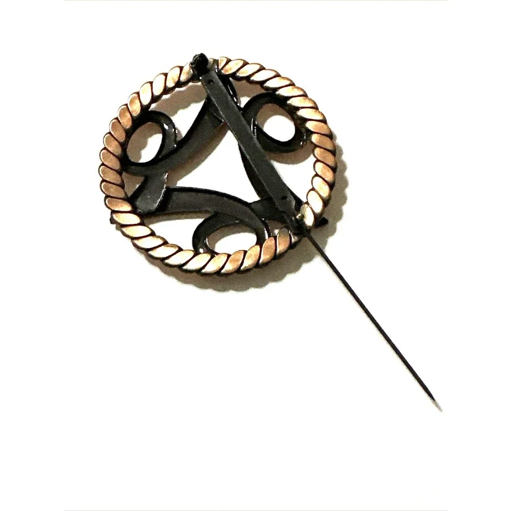 Vintage Copper Brooch Abstract Celtic Trinity Swirl Mid Century Modern MCM 2.25